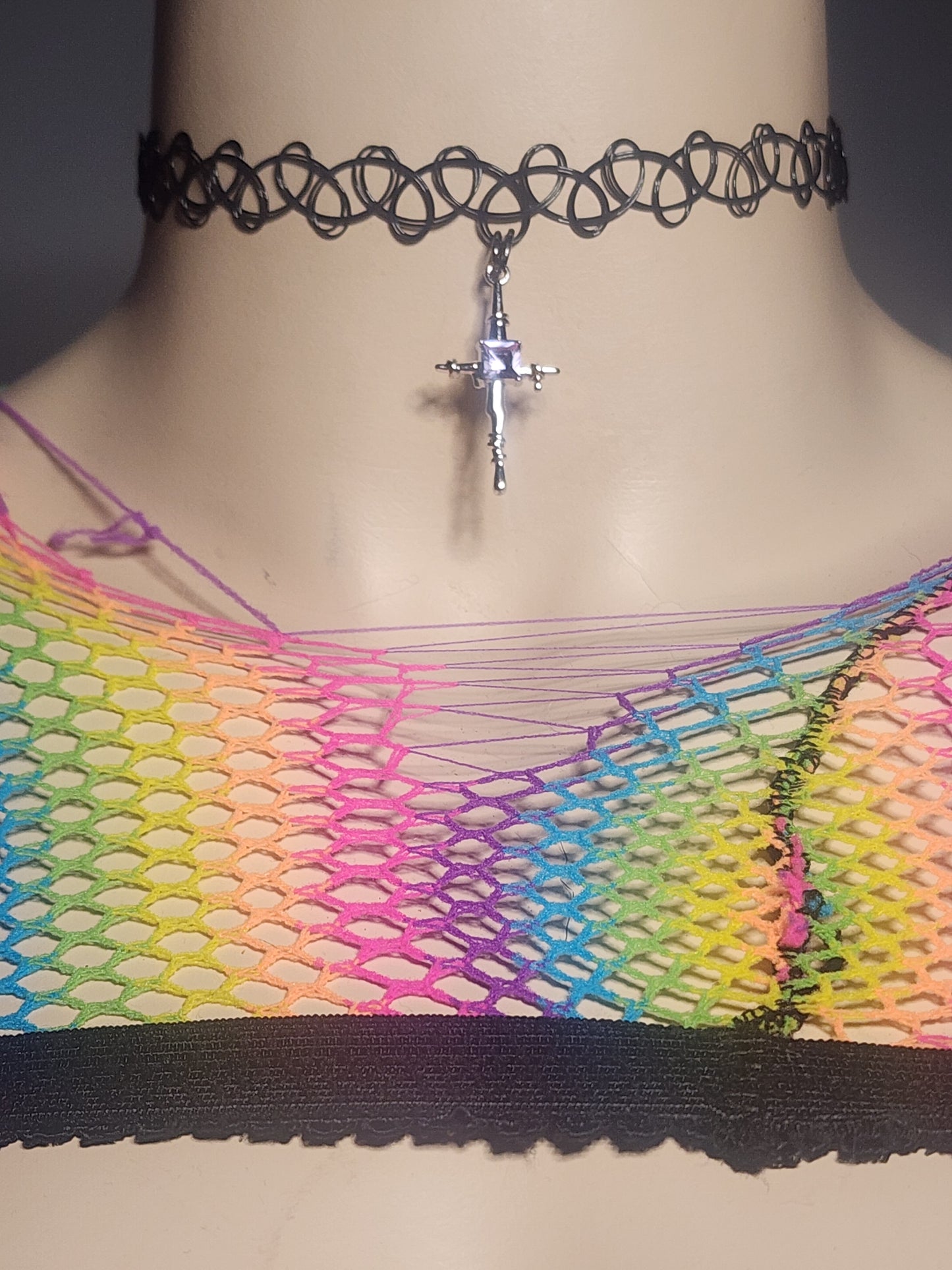 BARBED CROSS - STRETCHY CHOKER image 0