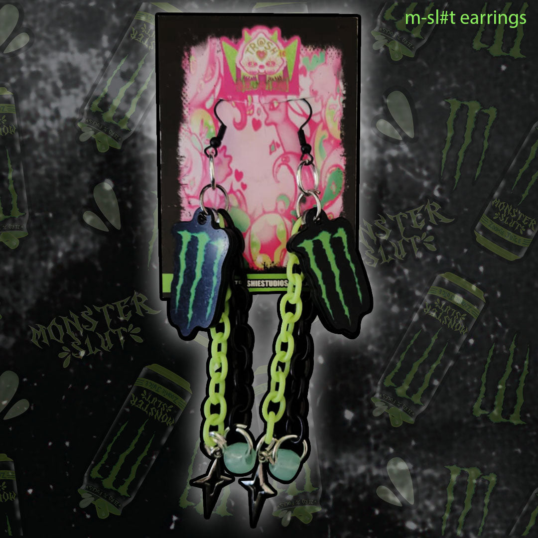 M Green - Earrings (glow in the dark beads)