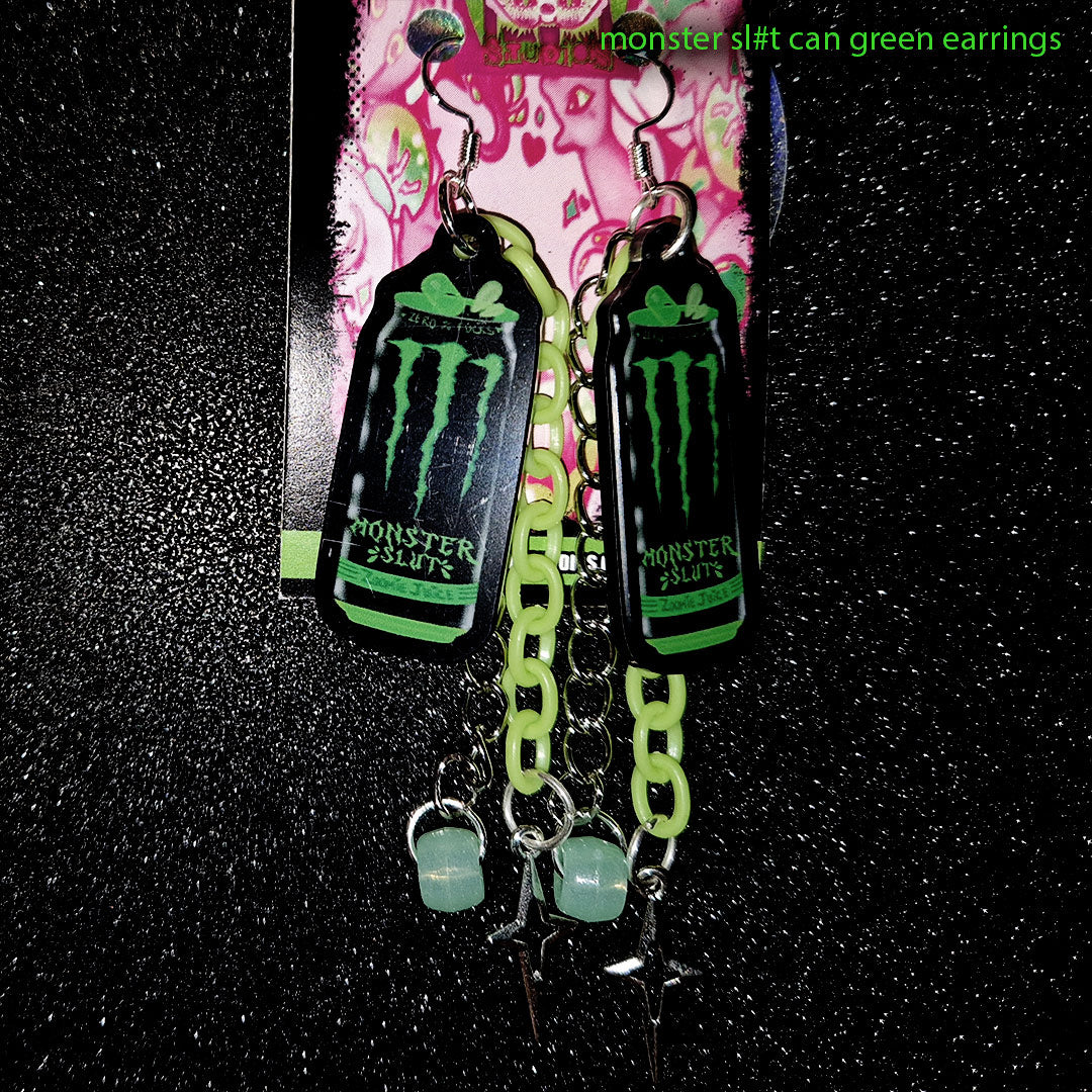 Monster Sl#t GREEN CAN - EARRINGS