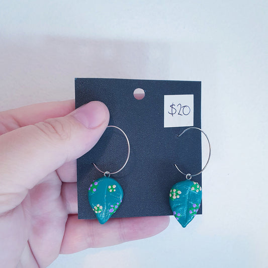 Leaf Hoop Earrings image 0