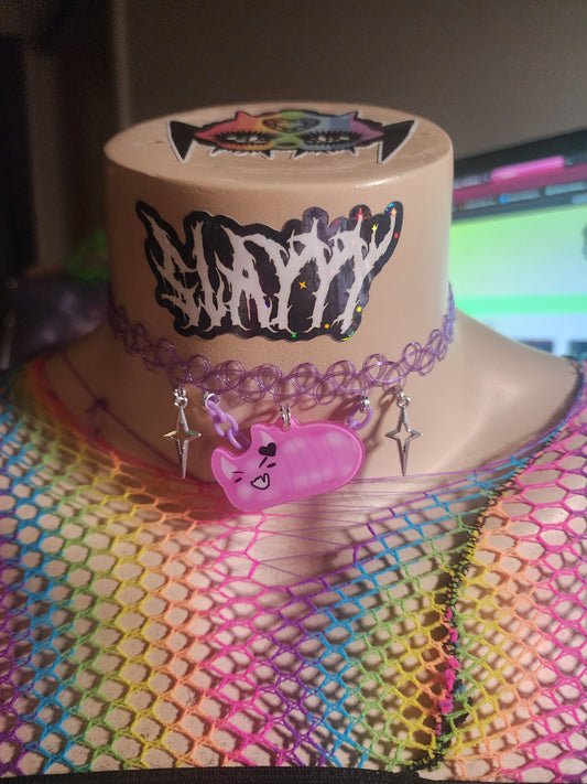 MOUSSEY WORM  - Stretchy Choker  (PURPLE CHAIN)