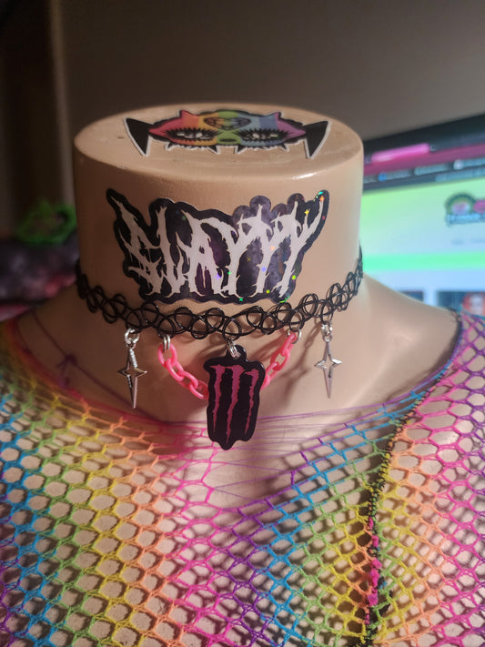 MONSTERSL#T CAN PINK - Stretchy Choker