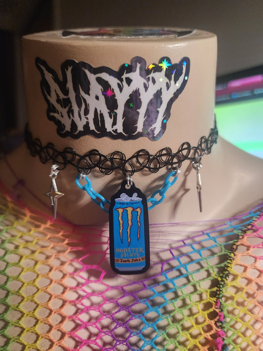 MONSTERSL#T CAN ORANGE - Stretchy Choker (BLUE)