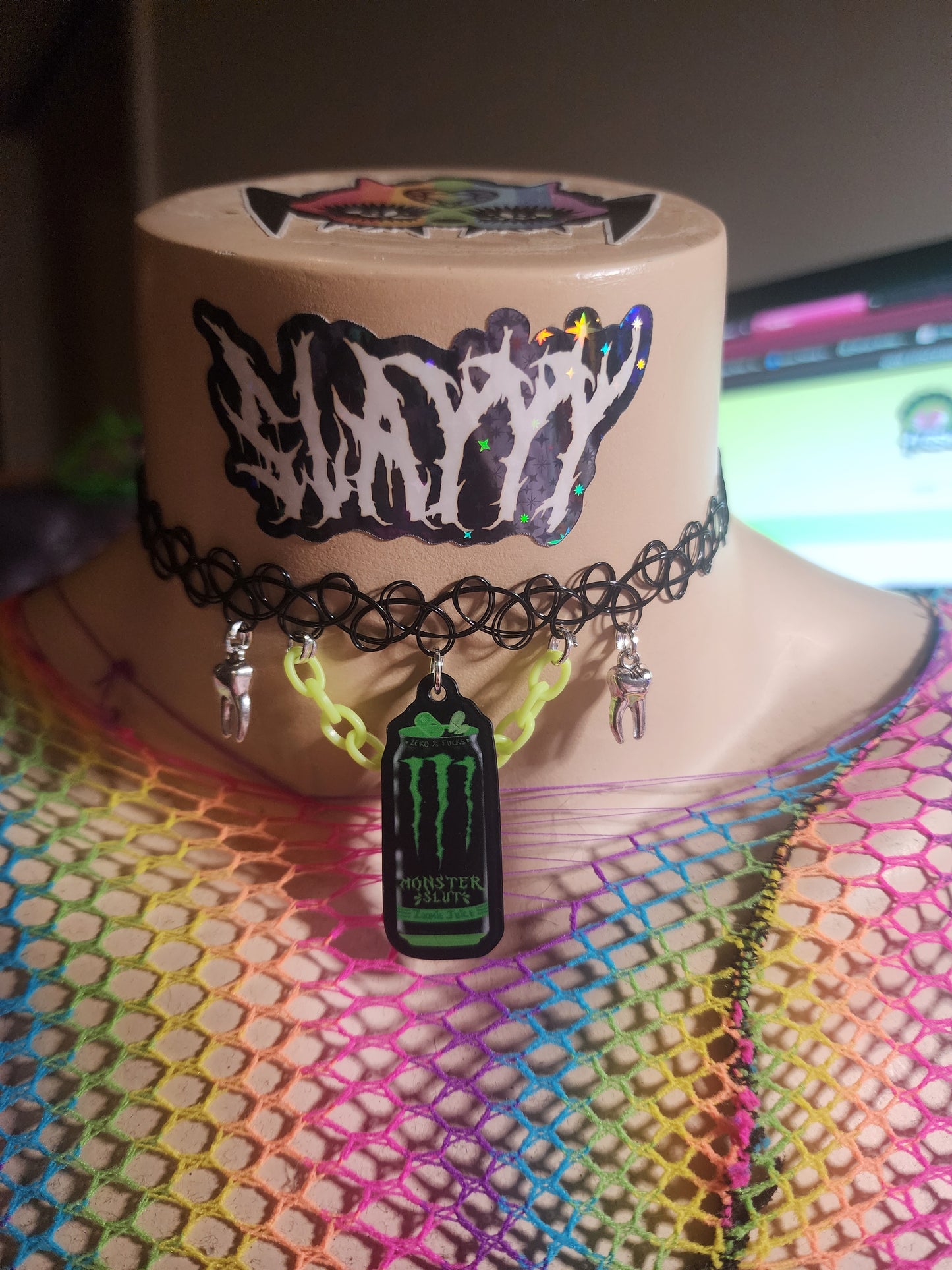 MONSTERSL#T CAN GREEN - Stretchy Choker (TEEF EDITTION)