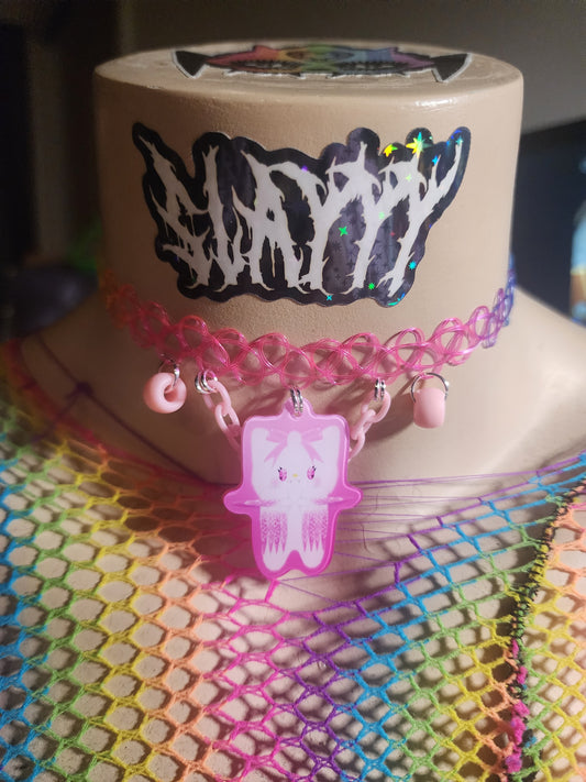HELL0KITTY- Stretchy Choker (PINK)