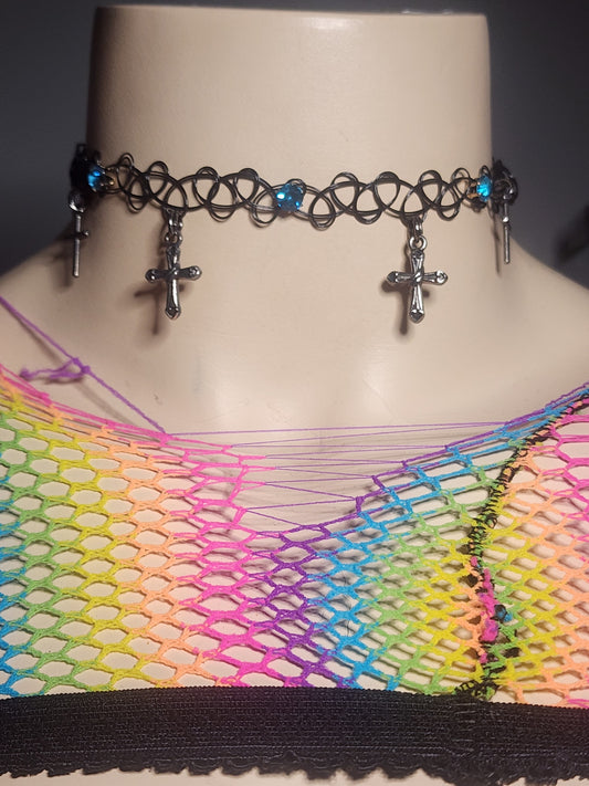 TINY CROSS 'N' GEMS - STRETCHY CHOKER image 0