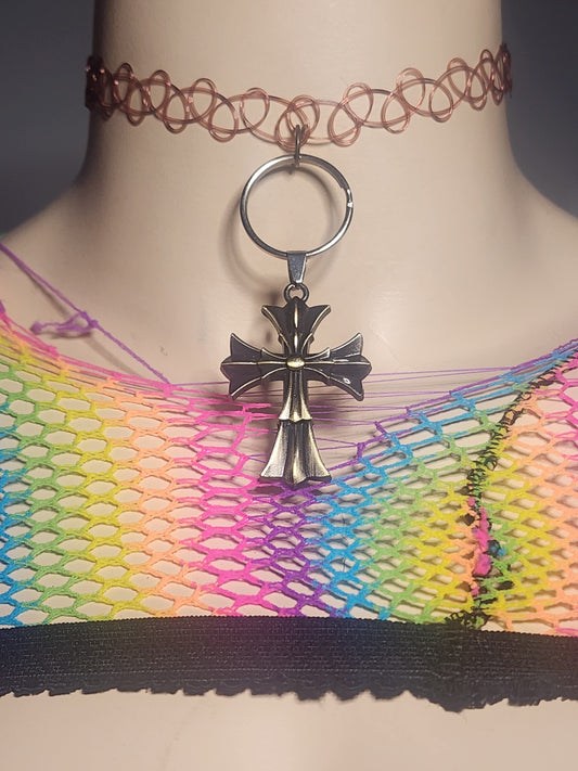 SPIKEY CROSS - STRETCHY CHOKER image 0
