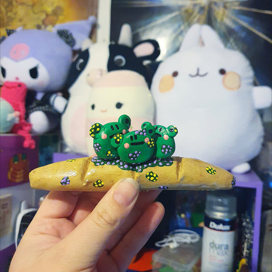 Baguette Frogs Clay Ornament image 1
