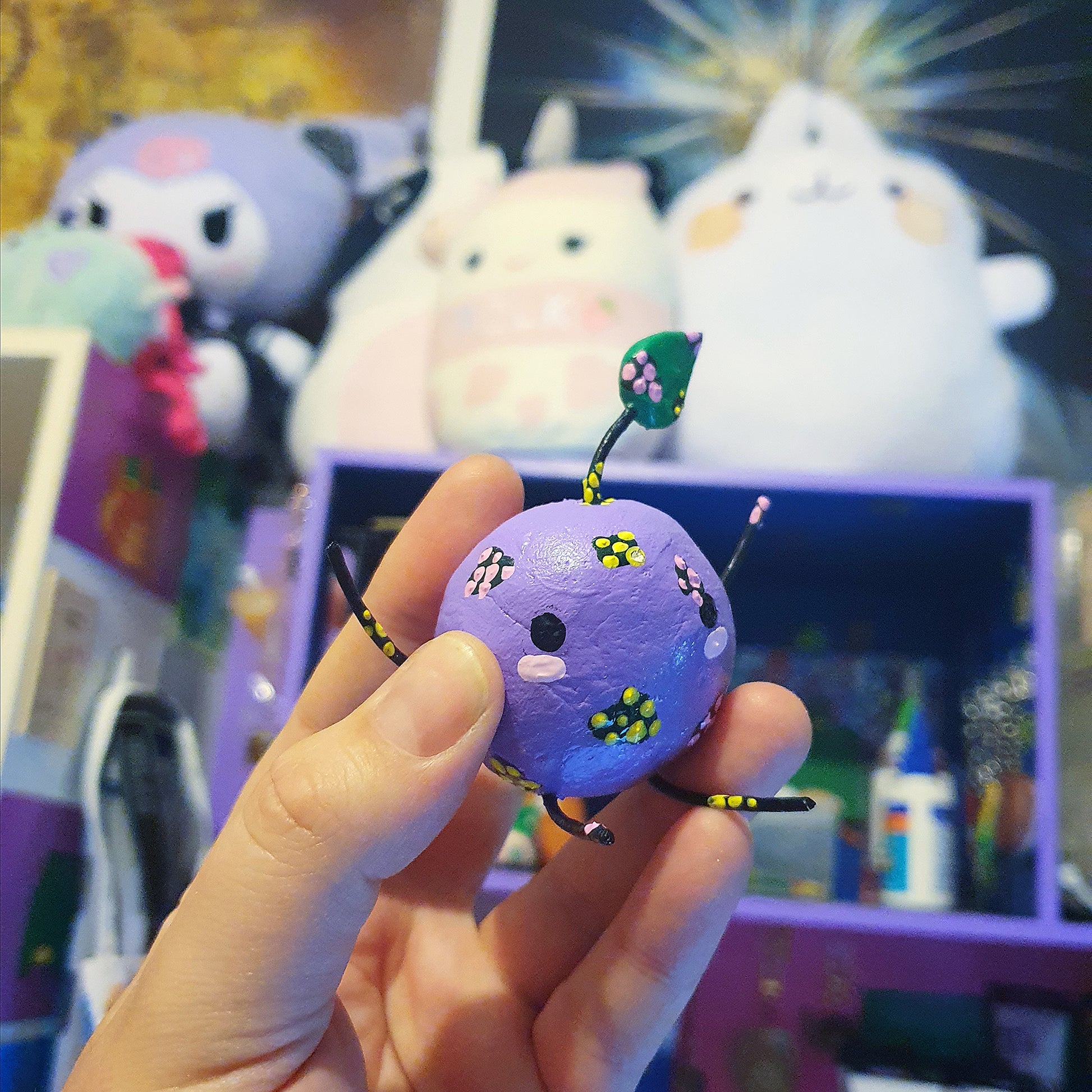 Lilac Junimo Clay Ornament (Stardew Valley) image 1