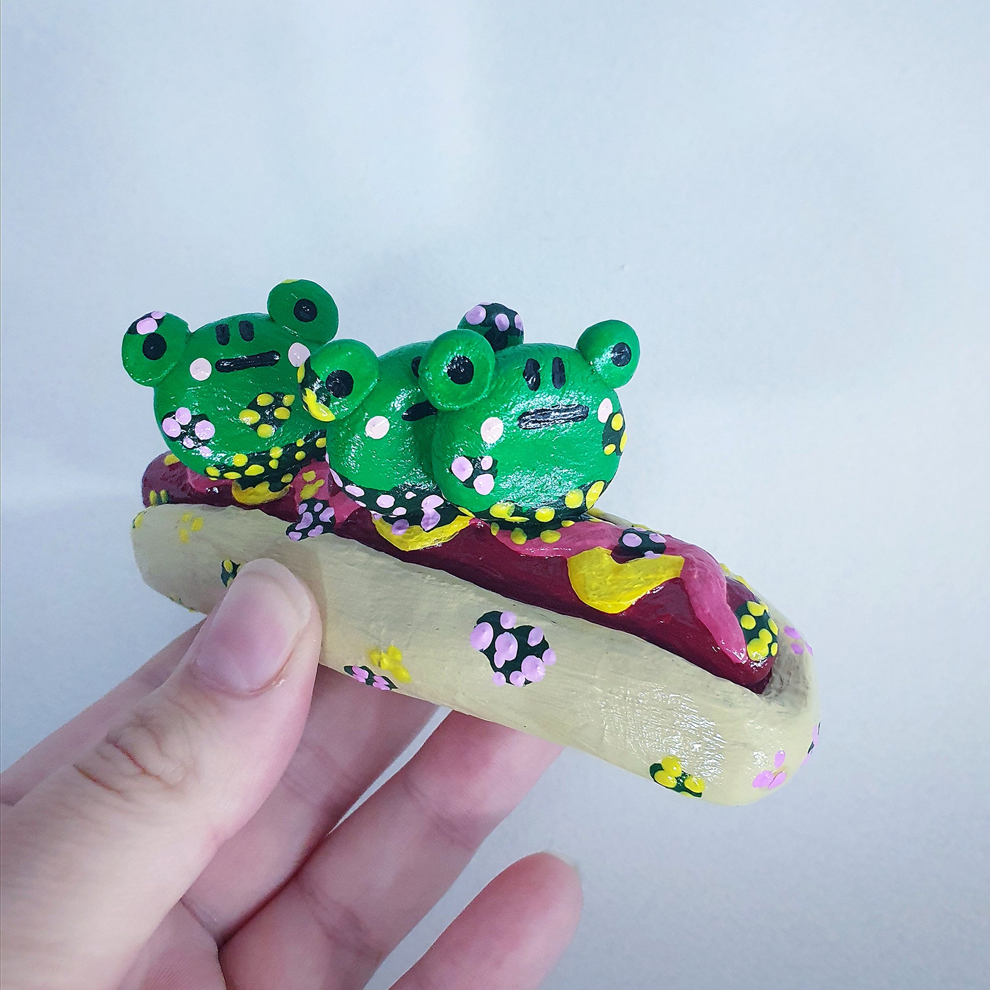 Hotdog Frogs Clay Ornament image 0