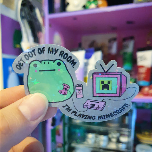 Gamer Frog Large Sticker (Sparkly) image 0