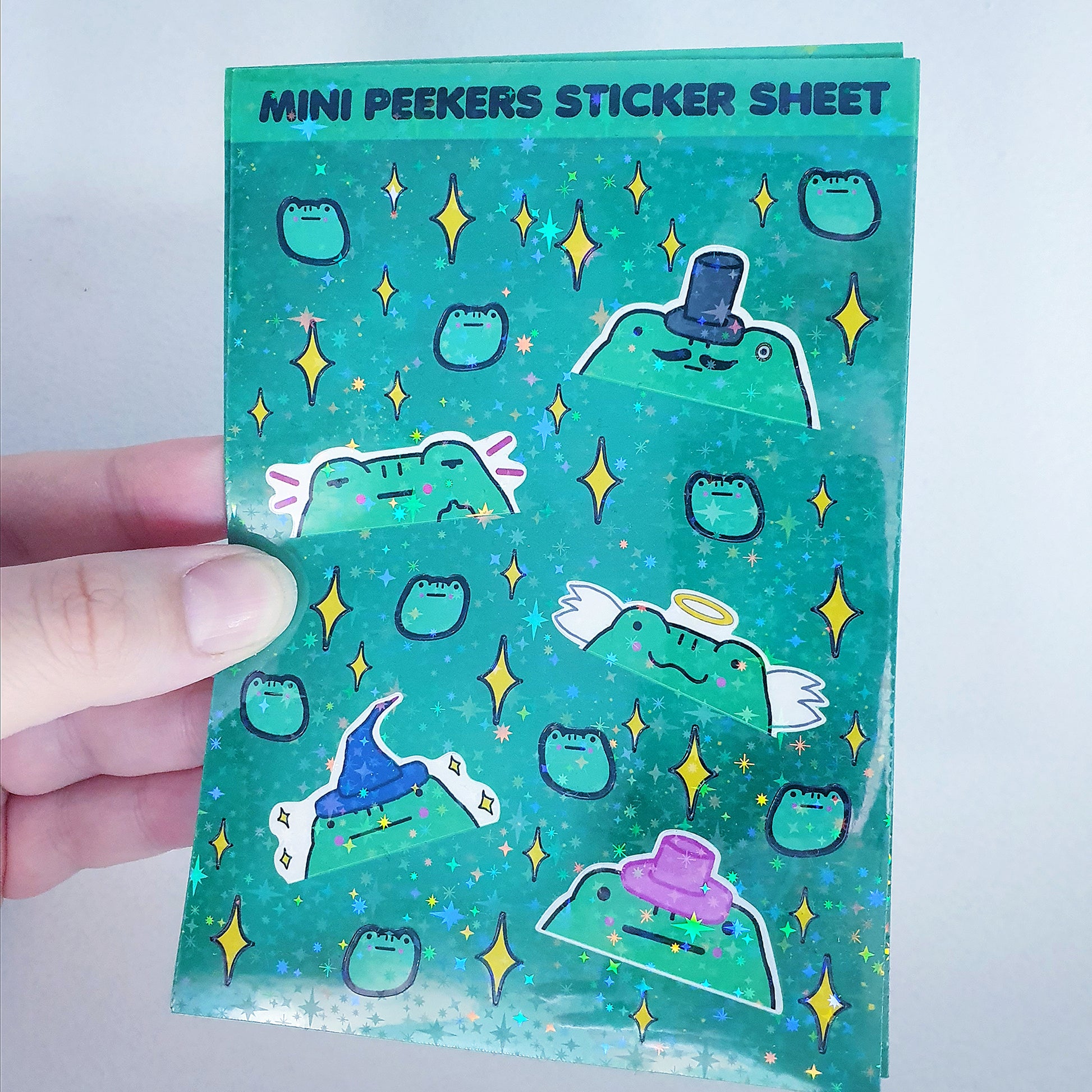 Mini Frog Peekers Sticker Sheet (Sparkly) image 0