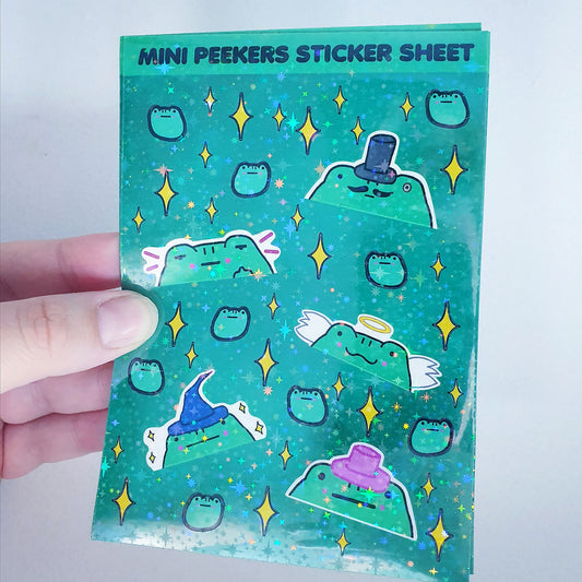 Mini Frog Peekers Sticker Sheet (Sparkly) image 0