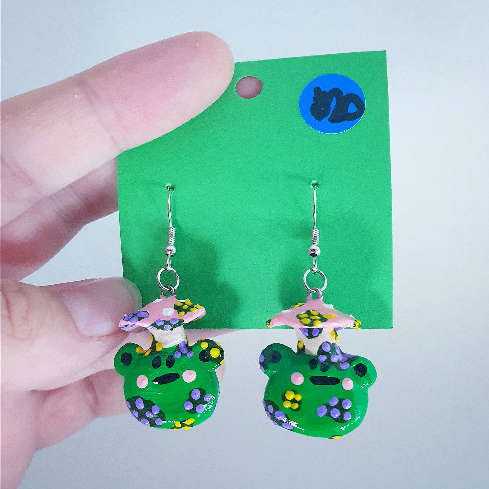 Pink Mushroom Frog Earrings image 3