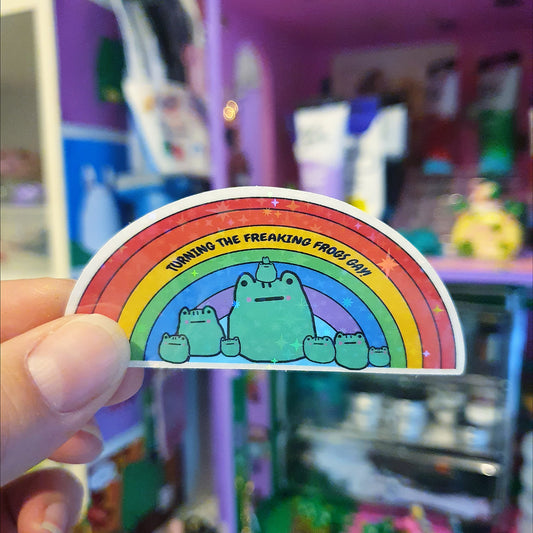 Turning the Frogs Gay Large Sticker (Sparkly) image 0