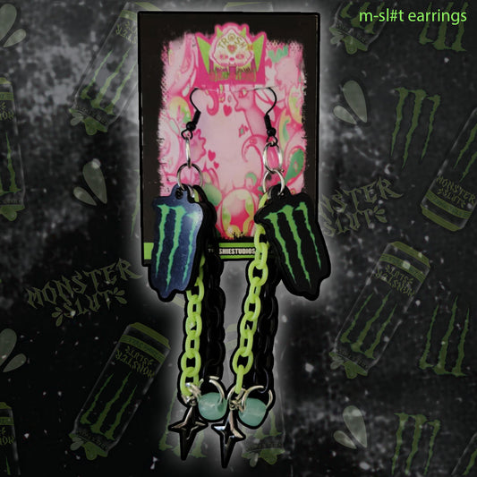 M Green - Earrings (glow in the dark beads)