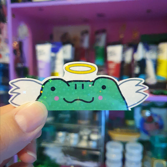 Angel Frog Large Peeker Sticker (Sparkly) image 0