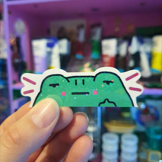 Rude Frog Large Peeker Sticker (Sparkly) image 0
