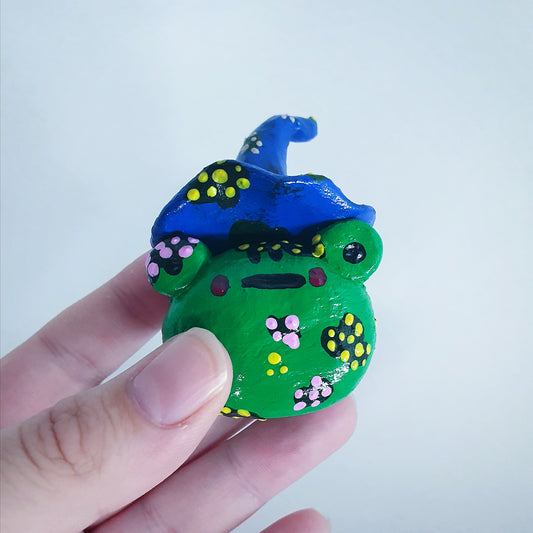 Wizard Frog Clay Ornament (Blue Hat) image 0