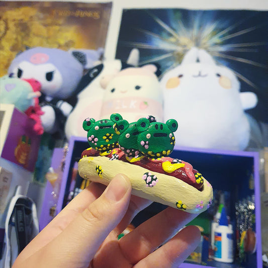 Hotdog Frogs Clay Ornament image 1