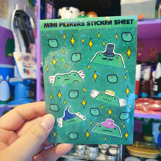 Mini Frog Peekers Sticker Sheet (Sparkly) image 1