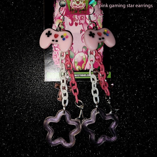 PASTEL PINK GAMER STARS - EARRINGS